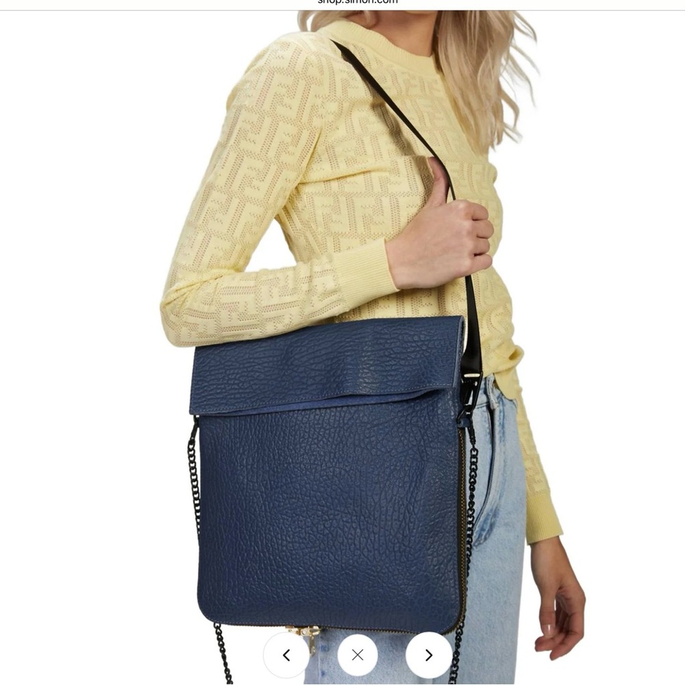 Ampersand As Apostrophe Standard Buffalo Parcel Navy Leather Bag NWT